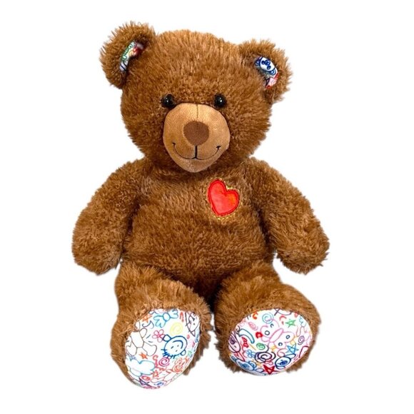 BUILD-A-BEAR Hearts n' Hugs Doodle 17" Plush Bear w/ Stitched Red Heart BABW - Picture 1 of 8